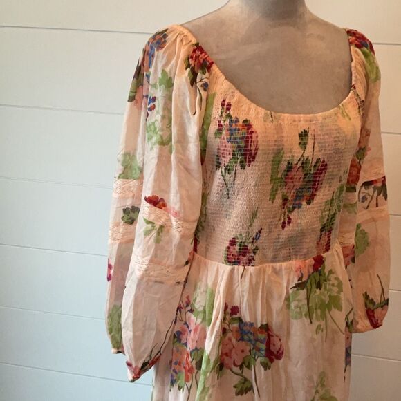fp Free People ~ Morning Glory Maxi Dress in Tea Combo Size Large - Picture 5 of 14